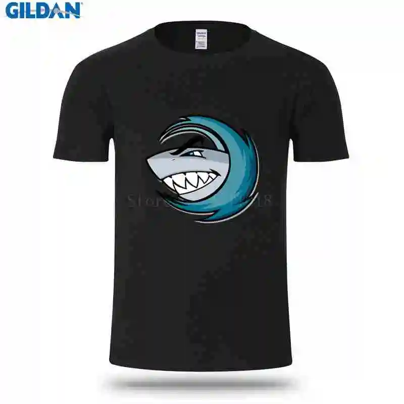 Новая мода Для мужчин футболка Летний солнечный свет Shark в волна Футболка Письмо
