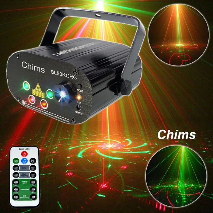 Chims RGB сценический светильник лазерный светильник для вечеринки 96 узор лазерный проектор светодиодный красочный DJ музыка рождество диско шоу танец DJ клуб - Цвет: RG 80 Patterns