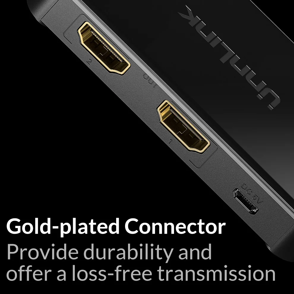 Unnlink совместимому с HDMI сплиттер 1x2 UHD4K FHD1080P @ 60 ч 3D 1 в 2 Out для компьютера умный