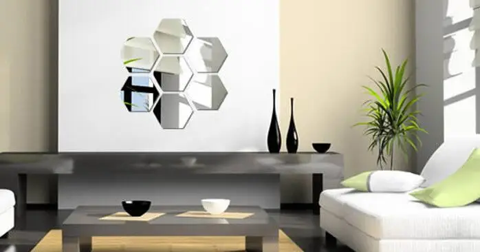 12 шт./лот трехмерное шестигранное украшение на стену акриловая зеркальная