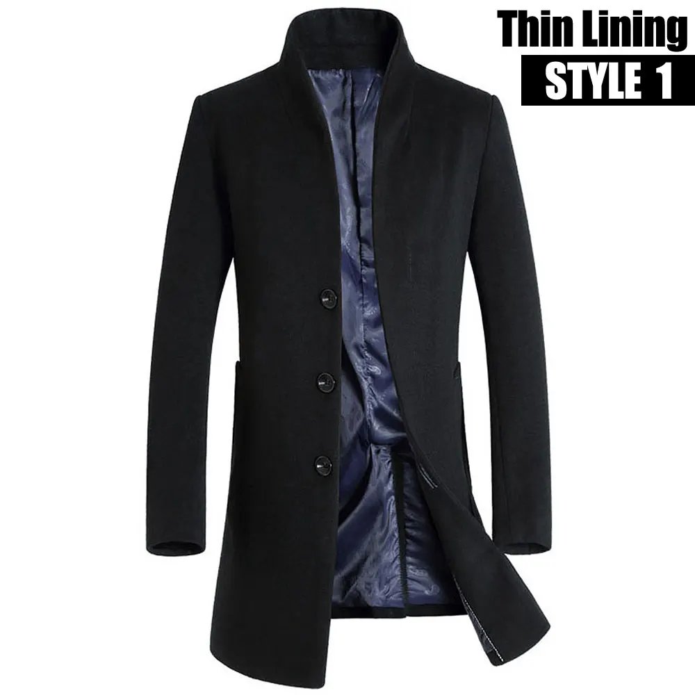 Style1 Black Новинка, утолщенное зимнее шерстяное пальто для мужчин, толстое шерстяное пальто для мужчин, Повседневная модная хлопковая стеганая куртка и пальто, длинные куртки, верхняя одежда - Цвет: Style1 Black