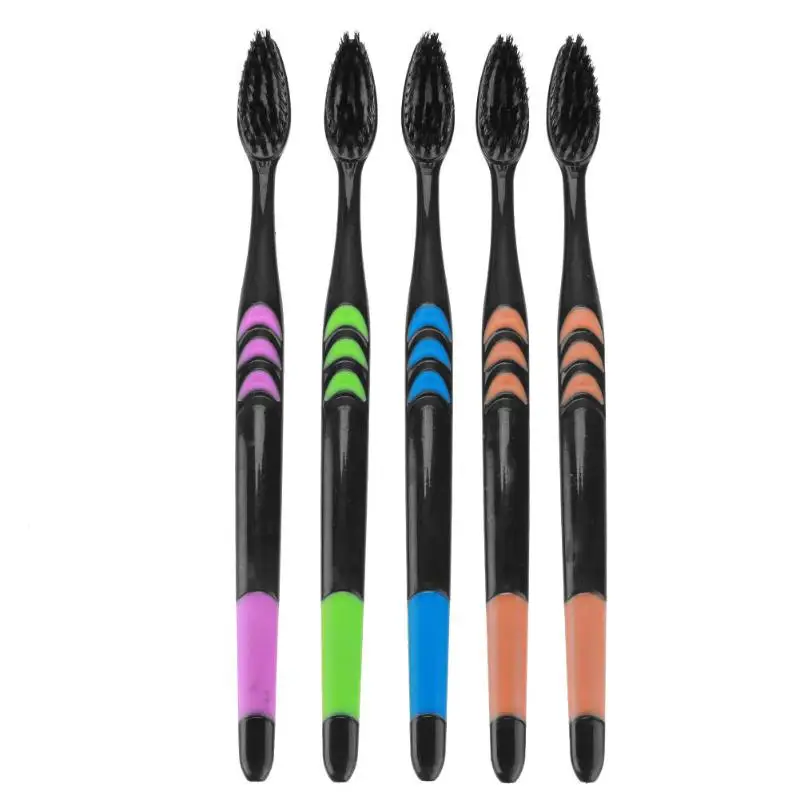 5pcs 5/10 шт. двойной Ultra Soft бамбукового угля нано Зубная щётка с черной зубной щеткой-отбеливание зубов Зубная щетка черный Зубная щётка - Цвет: 5pcs