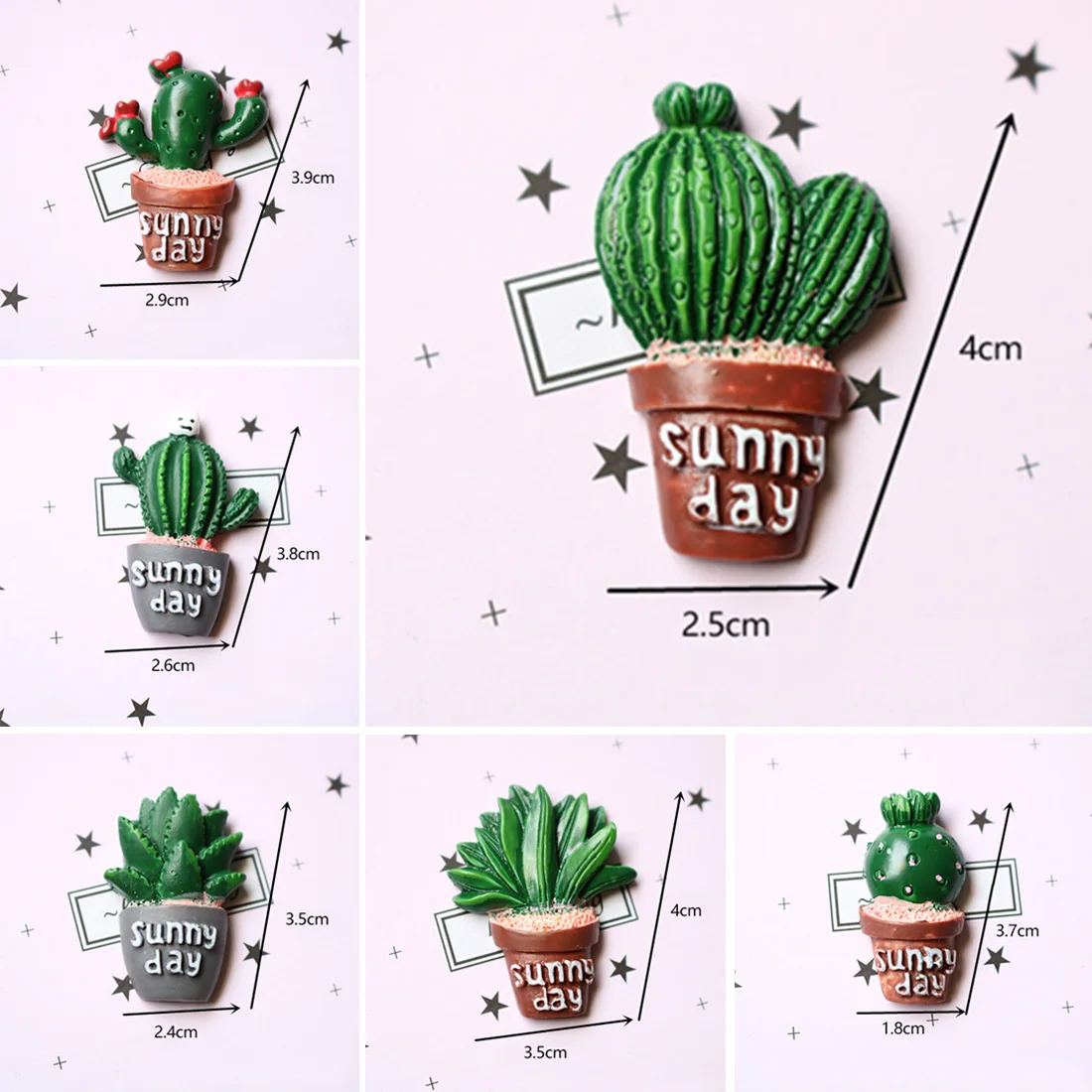 Смола моделирование суккулент в горшке наклейки на холодильник сувенир