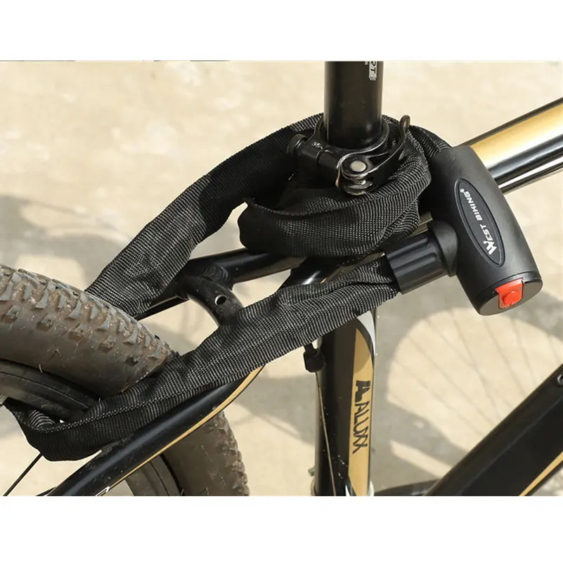 WEST BIKING Противоугонный замки для велосипеда стальной цепной замок с 2 ключами безопасности усиленный велосипедный мотоцикл горный шоссейный велосипедный замок