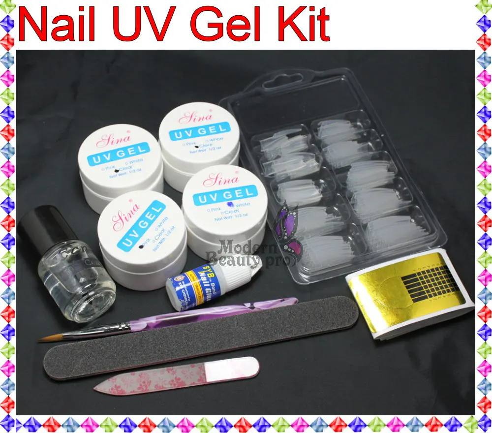 

BTT-132 Pro Acrylic UV Gel French Nail Art False Tip DIY Kit Set