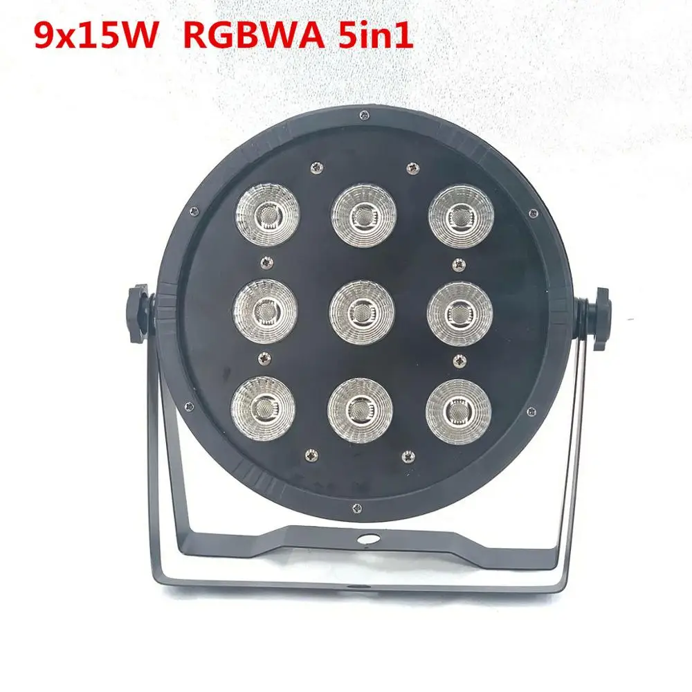 9x15W RGBWA 5in1 9x18 Вт светодиодный параболический алюминизированный отражатель 6in1 RGBWA UV светодиод свет этапа светодиодный плоский SlimPar светодиодное освещение для дискотек Strobe контроллер оборудования - Цвет: 9x15W RGBWA 5in1