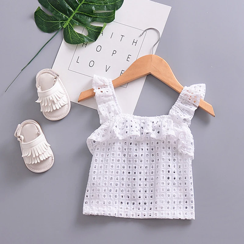 Новая модная летняя однотонная майка для маленьких девочек|Тройники| |