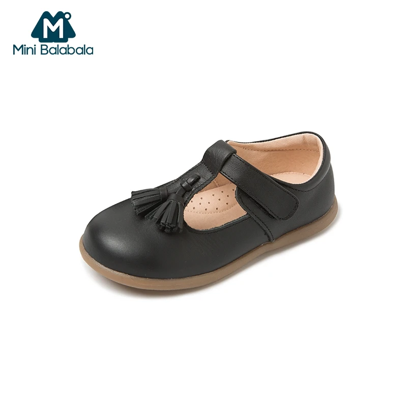Mini Balabala Kids Girls Leather T-Strap Mary Jane with Tassel Children Toddler Princess School Shoes Low Heel Dance |