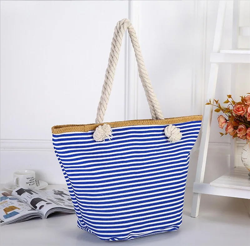 2021 Women Straw Shoulder Bags Large Size Beach Fashion Striped Travel Book For Girls Canvas Totes | Багаж и сумки