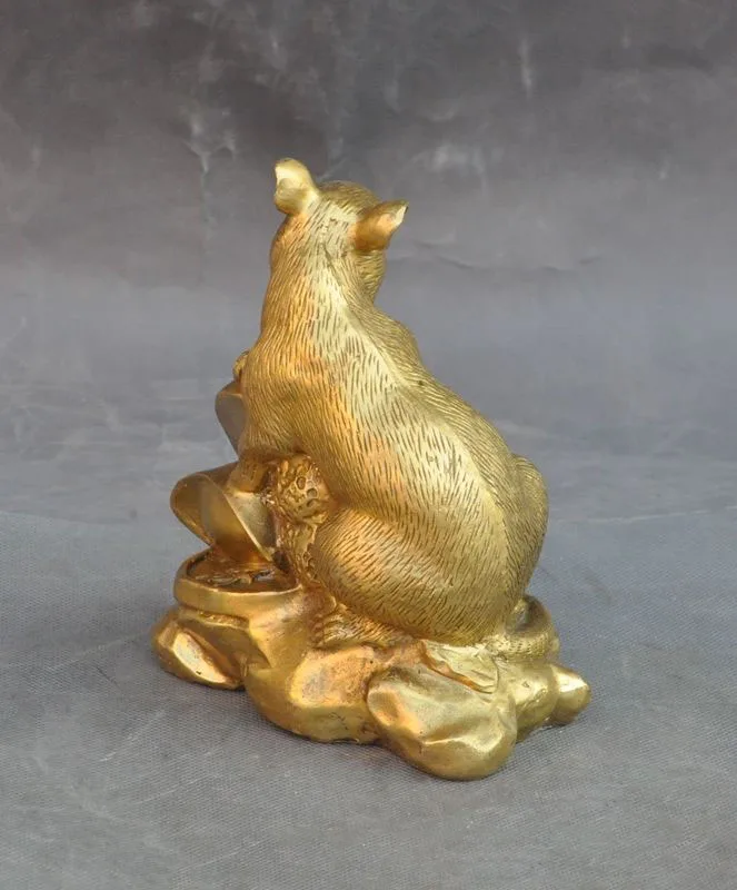 Статуя ремесла Счастливый Китайский латунный феншуй Богатство yuanbao Монета