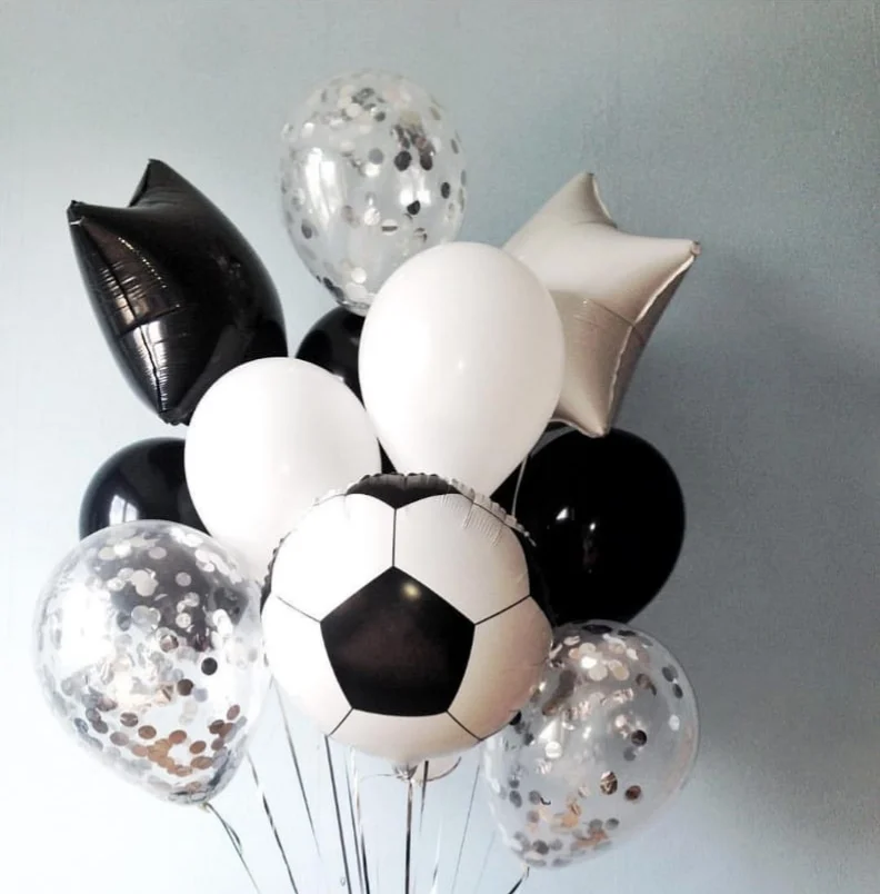 Воздушные шары 12/18 дюймов тематические круглые для футбола вечевечерние черные