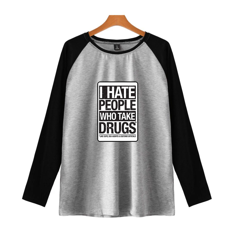 Новинка женская футболка с длинными рукавами и принтом I Hate People kawaii для отдыха в