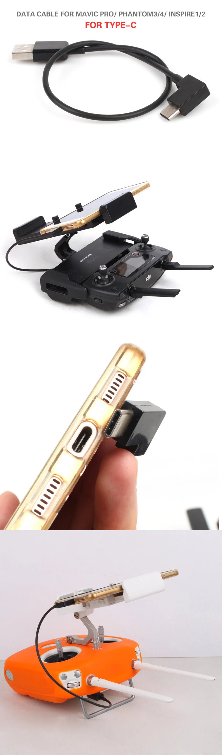1 шт. кабель для передачи данных USB линия для IOS IPhone Android TYPE-C порт для DJI Mavic 2/MAVIC PRO/Air/Phantom 4 Phantom 3 drone
