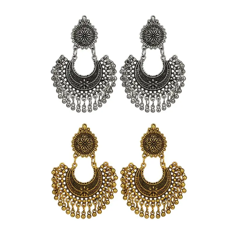 

Metal Tassel Jhumka Indian Ethnic Bollywood Dangle Earrings Fashion Jewelry