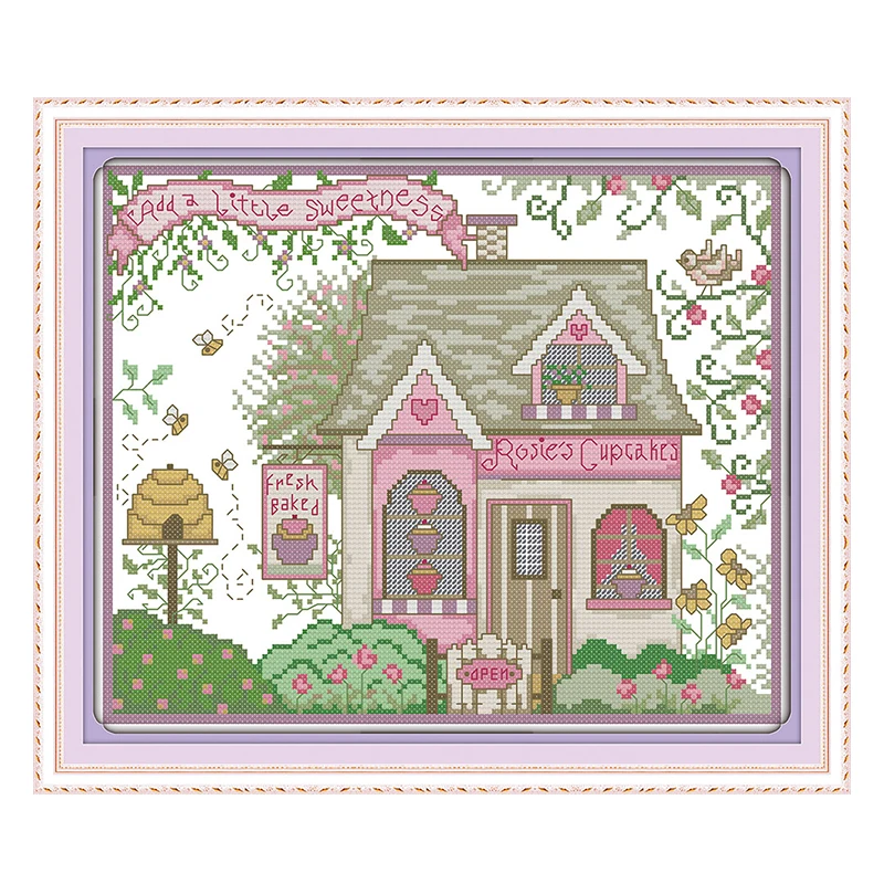 Joy Sunday chinese crossstitch Tea house scene DMC14CT11CTcottonfabric livingroom dininghall restaurant home hotel painting | Дом и сад