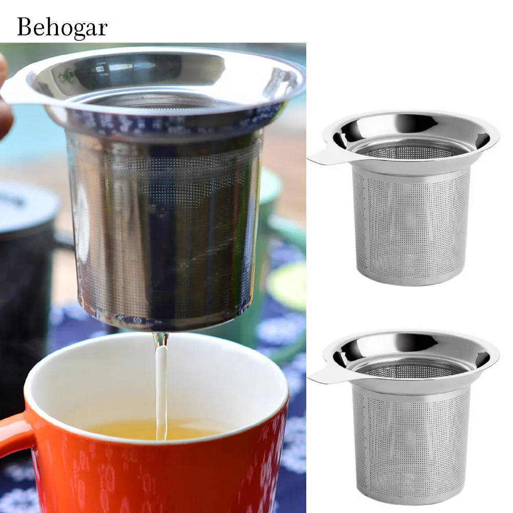 Behogar 2 шт. Нержавеющая сталь Чай Infuser Фильтр заварочный чайник с ситечком большой