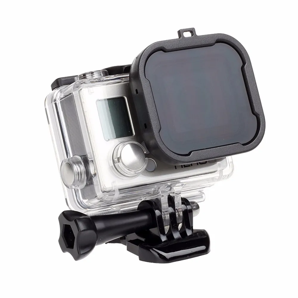 Gray Водонепроницаемый Чехол, фильтры для объектива GoPro Hero 4 3+/4, черный, серебристый цвет, для экшн-камеры, красный фильтр для Go Pro Cam, для дайвинга - Цвет: Gray