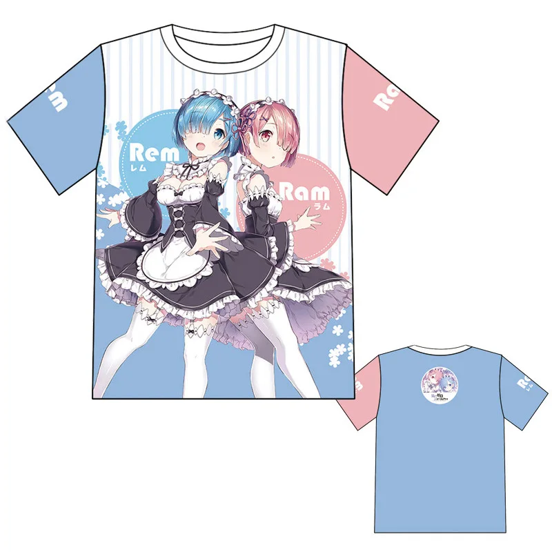 3 Аниме Re: Life In A Different World от Zero Ram Rem футболка для косплея костюм летняя мужская женская Повседневная футболка футболки с коротким рукавом - Цвет: 3