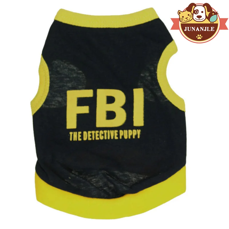 2018 собака одежда из хлопка с принтом надписью ФБР (FBI) ПЭТ жилет Teddy весенне-летние