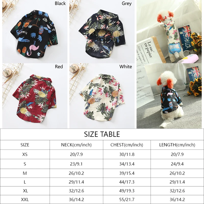 Cotton Summer Hawaii Style French Bulldog Shirt Pet Dog Clothes for Small Dogs Pets Clothing Chihuahua Yorkshire Pug Costume |