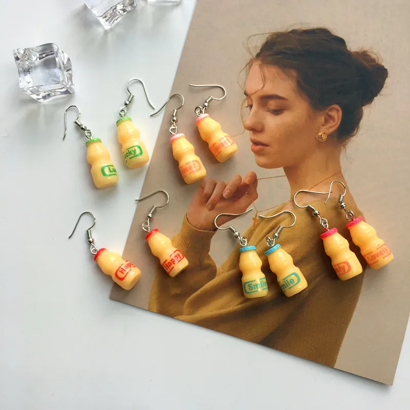 3D мини безалкогольных напитков серьги в виде бутылок для женщин и девочек