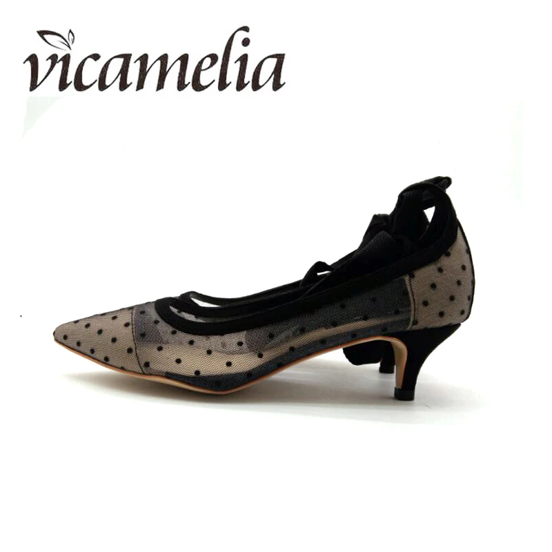 Vicamelia/модельные туфли на среднем каблуке с волнистым узором острым носком из