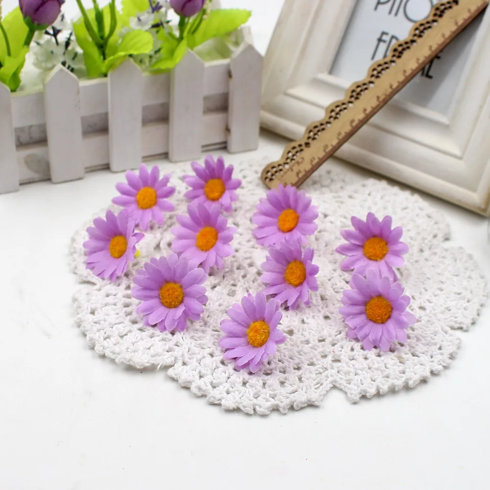 light purple 10 шт./лот, 4 см, подарок, искусственный мини-букет подсолнуха, цветы для свадьбы, машины, свадьбы, комнаты, вечерние украшения, скрапбукинг - Цвет: light purple