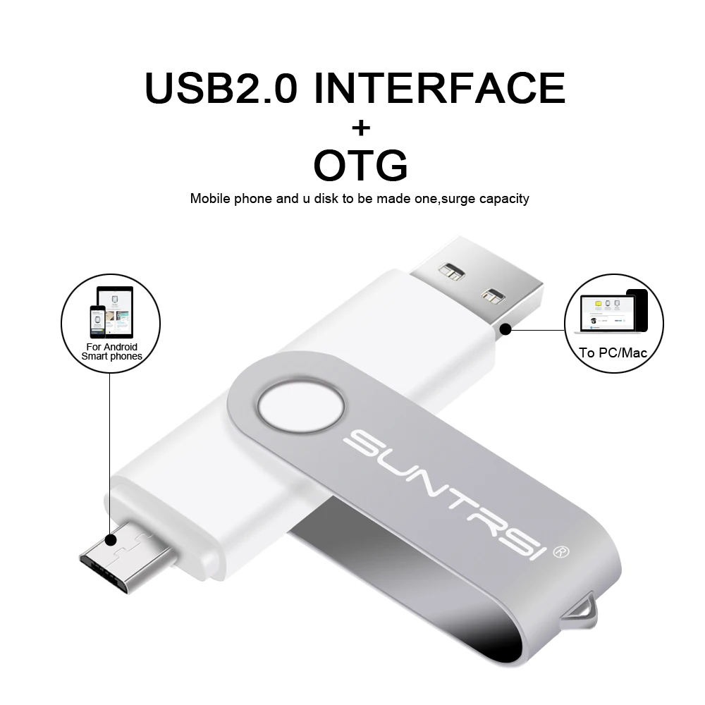 Suntrsi, 100 шт, много, OTG usb флеш-накопитель,, флешки, 4 ГБ, 8 ГБ, 16 ГБ, 32 ГБ, 64 ГБ, USB флешки для смартфонов/планшетов/ПК, металл