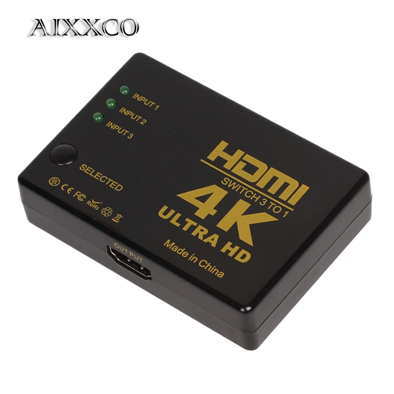 AIXXCO 4K*2K 1080P HDMI-compatible Video Audio Signal Splitter 3 Input 1 Output Switch Switcher For DVD/PS4/HDTV