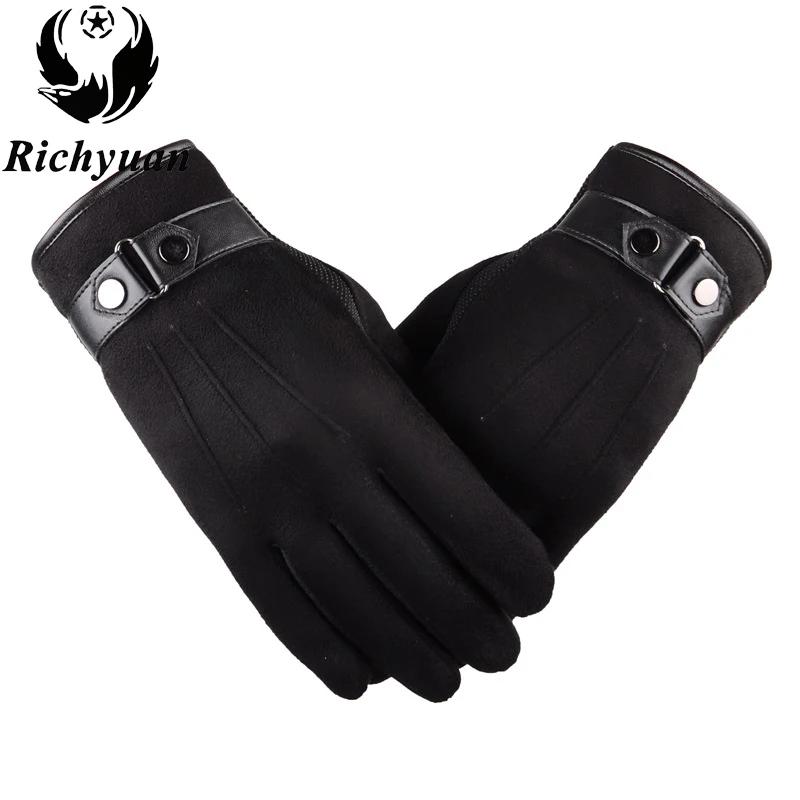 

2017 Richyuan Autumn Winter Gloves Men Thicken Warm Cashmere Thermal Mittens Male Touching Screen Gloves for Smart Phone/Ipad