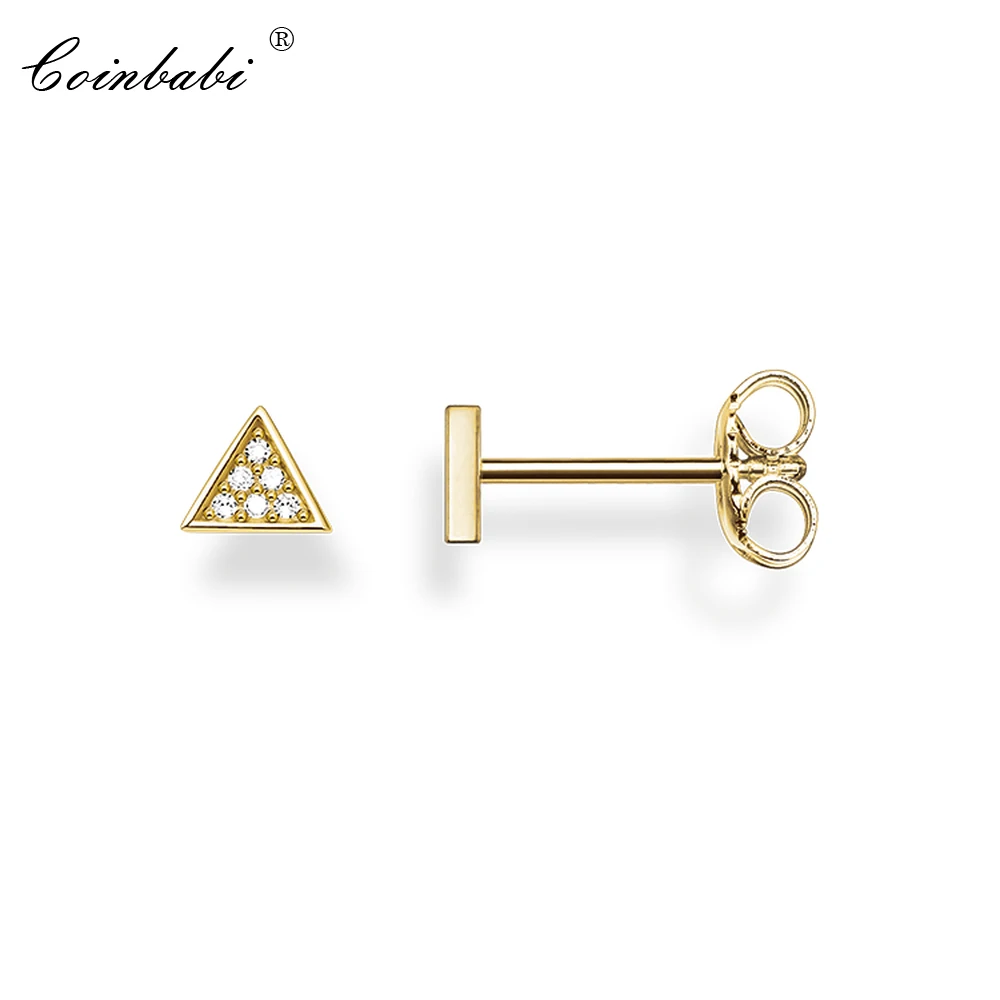 

Stud Earrings Gold Pave Triangle Trendy Gift For Women Ts High Quality Earring Thomas 925 Sterling Silver CZ Fashion Jewelry