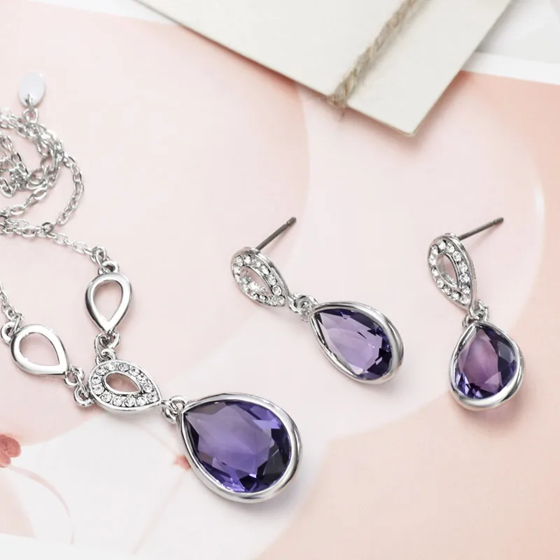 Neoglory австрийский кристалл капли воды свадебные ювелирные наборы подарок невесты