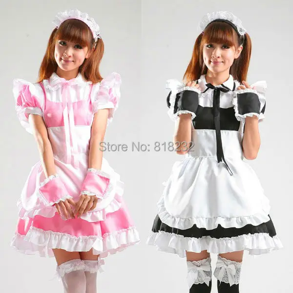 

Cute Lolita Apron Maid Dress Meidofuku Uniform Outfits Anime Cosplay Costumes M L
