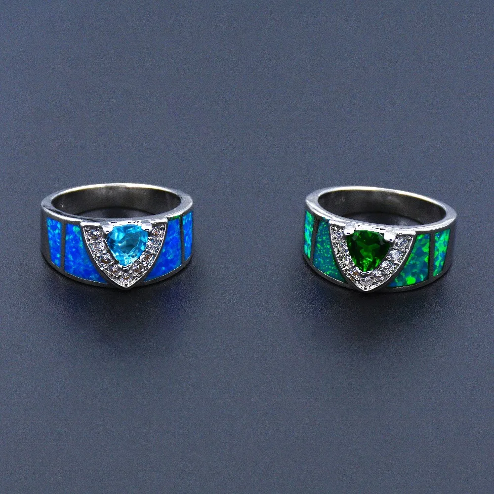 Оушен Синий огненный опал кольцо с синим фианитом|blue fire opal rings|fire ringopal ring |