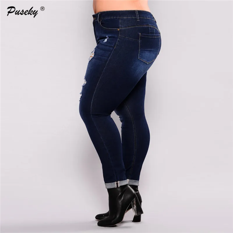 Повседневные брюки женские узкие джинсы Новое поступление рваные с дырками