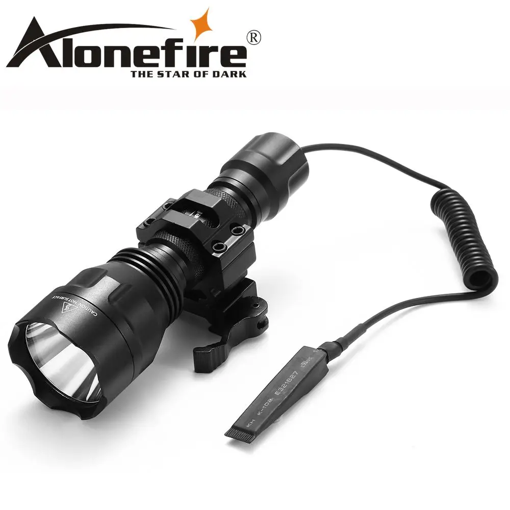 

AloneFire C8 CREE XM-L2 U3 LED Tactical Flashlight Torch hunting 20mm Mount Airsoft Rifle Scope Shotguns light 18650 battery