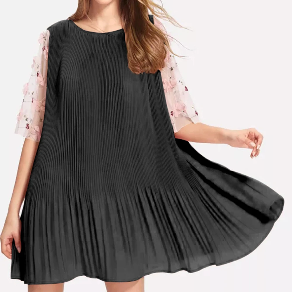 Женское платье женские пляжные Летние Плиссированные Мини-модные вечерние