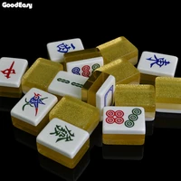 40mm luxury mahjong set mahjong games chinese mahjong set 144 pcs home games chinese funny family table board game silver gold