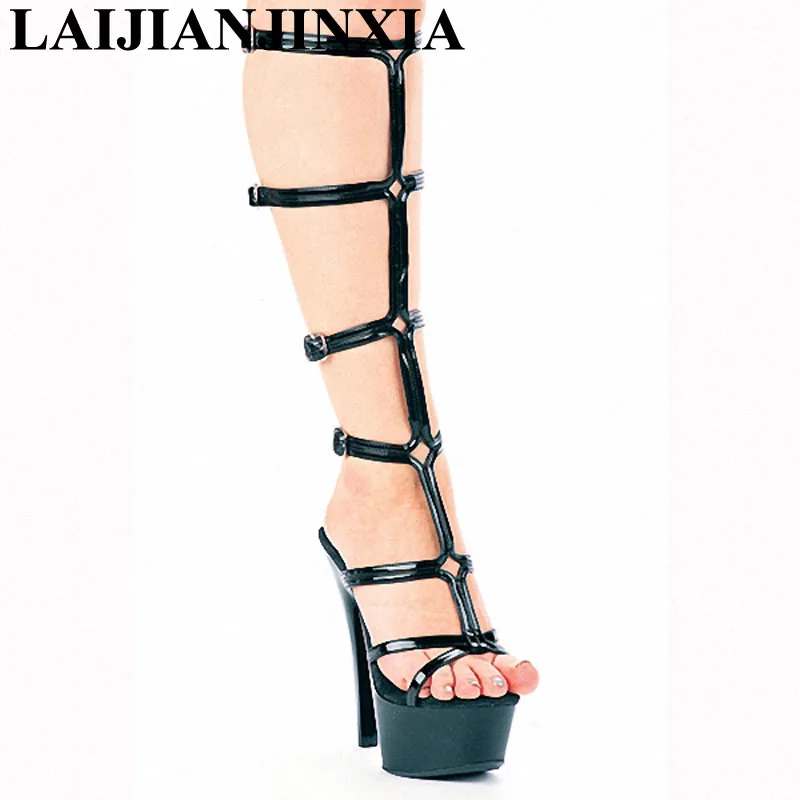 

LAIJIANJINXIA Nightclub Party Queen 15cm High-Heels Dancing Sexy Strap Shoes Pole Dancing Shoes Sandals Women Dance Shoes H-079