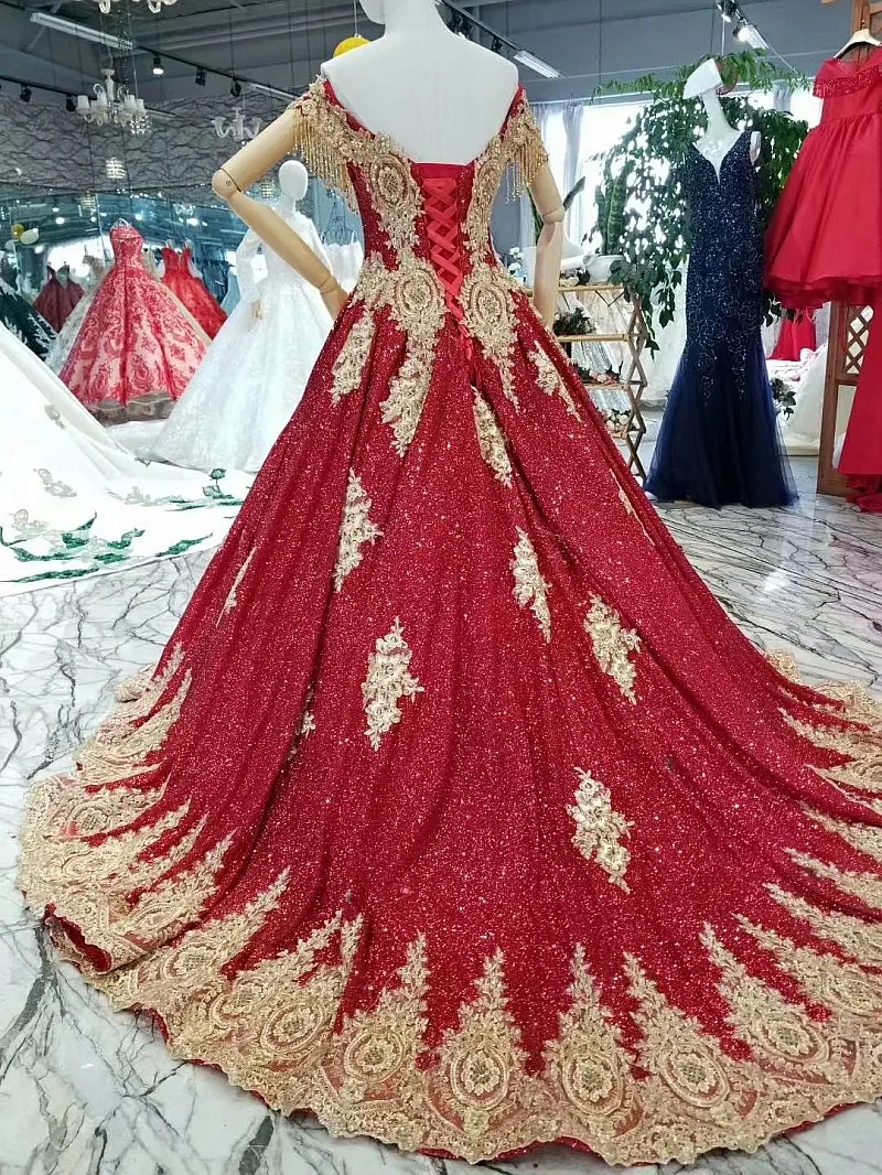 2018 Burgundy Wine Red Sequin Sleeveless Scalloped Evening Dress Floor-length Ball Gown Vintage Prom Dresses Party Dress Gowns