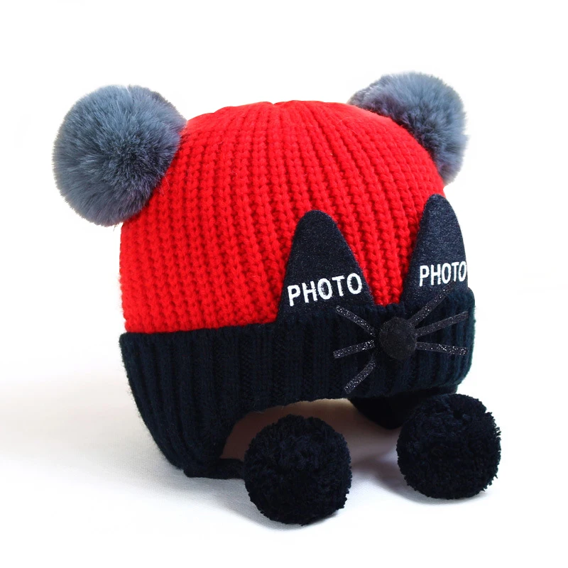 Зимние детские шапки теплые для мальчиков и девочек вязаная шапка бархатная