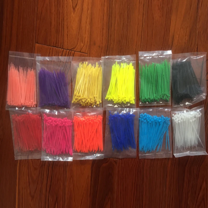 300 шт./лот черно-белый и любой цвет 3x100мм самоблокирующиеся кабельные стяжки |