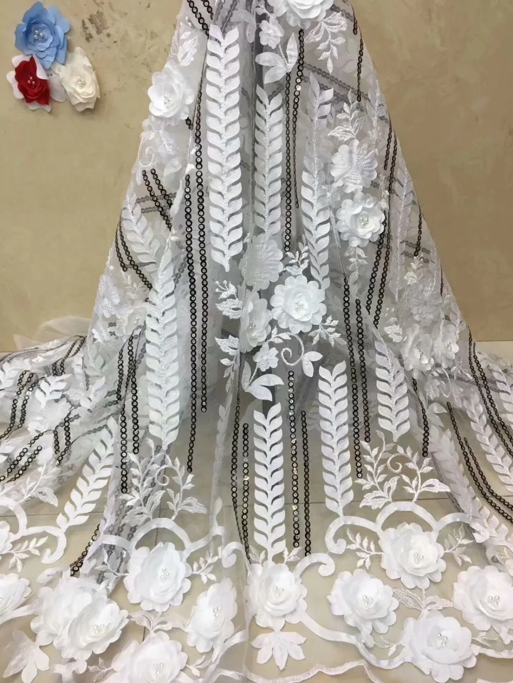 Новинка нигерийское кружево ткани с блестками Высокое качество 2019 розовый