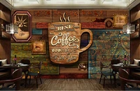 custom food store wallpaperwood pattern coffee3d retro mural for the restaurant cafe hotel background wall pvc wallpaper