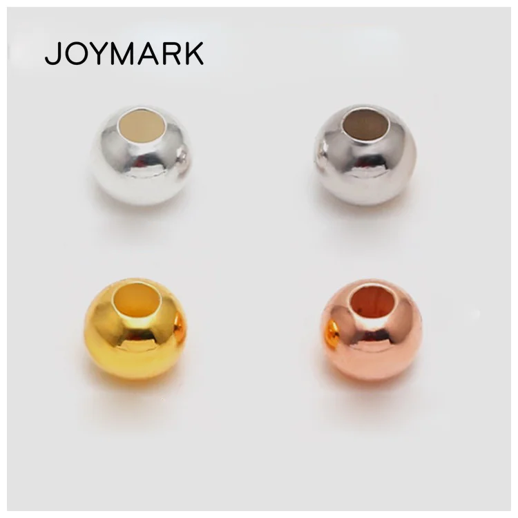 Бусины круглые из серебра 925 пробы с большим отверстием 2-10 мм 9 размеров SB-SM107