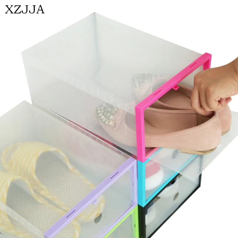 XZJJA креативный DIY красочный прозрачный ящик для хранения обуви складной женщин и