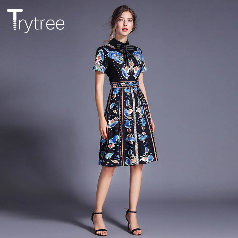 Женское ТРАПЕЦИЕВИДНОЕ ПЛАТЬЕ Trytree Повседневное Платье До Колена из полиэстера с