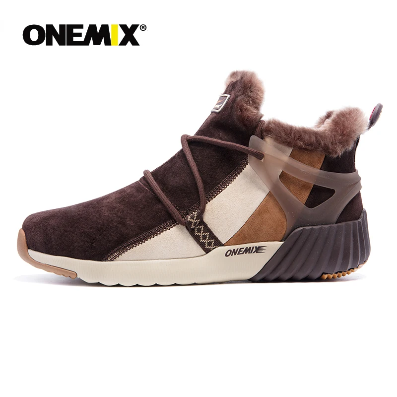 ONEMIX Men Waterproof Snow Boots Women Sneaker Male Trainers Walking Outdoor Athletic Comfortable Warm Wool Shoes hiking shoes