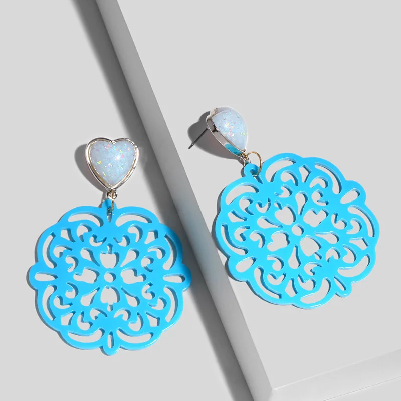 FLOLA желтый большой акриловые серьги для Для женщин aretes себе падение с подвеской