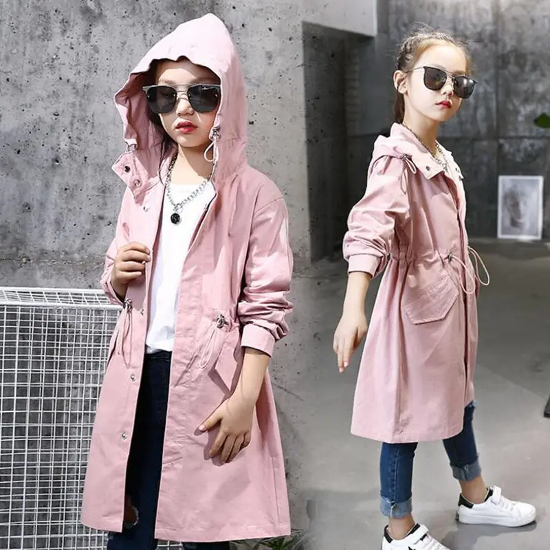 Модная Повседневная Осенняя детская одежда модель 2017 года Тренч для девочек